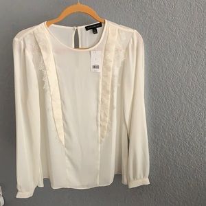 Banana Republic Cream with Lace Trim Blouse, Sz S